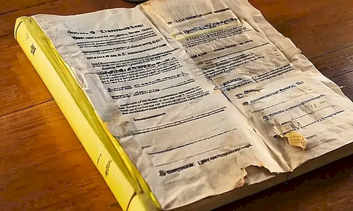 En una mesa vieja y descascarada se encuentra un libro desgastado sobre ciudadanía española de tapas amarillentas