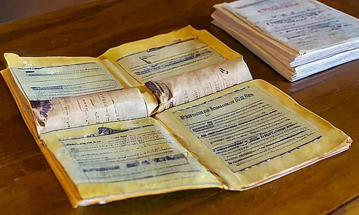 Una pasaporte y papeles de inmigración se encuentran desordenadamente entre un montón de periódicos sobre una mesa