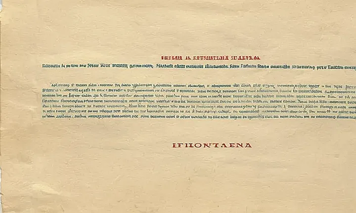 El documento de texto antiguo está diseñado con una disposición horizontal y creencias tipo cuaderno con un fondo papel amarillento, una fuente oscura en la parte superior y letras justificadas con detalles como márgenes, iniciales destacadas e ilustraciones de banderas españolas y portuguesas