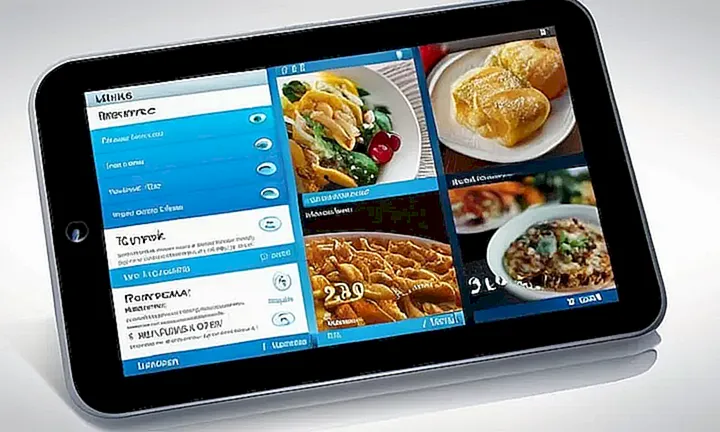 La pantalla de una tableta digital muestra un interfaz brillante con detalles suaves y rounded corners