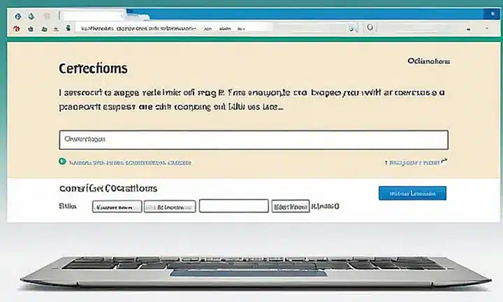 Se muestra un formulario en línea sobre la pantalla de una laptop con contenido de 24 puntos y ilustraciones de documentos cerca de los botones para subir archivos
