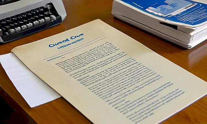 En una habitación desordenada hay un escritorio con papeles, una guía manuscrita y un ordenador mostrando un sitio web oficial