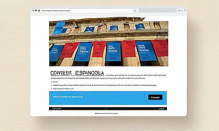 La interfaz web tiene un diseño impecable con una imagen de la bandera española y una ilustración del proceso de solicitud de ciudadanía, rodeado por un fondo suave que resalta los elementos clave