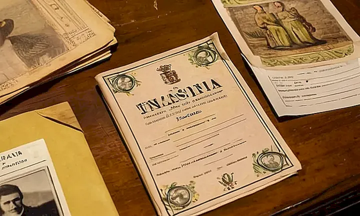 Un escritorio desordenado está rodeado de documentación y recuerdos familiares