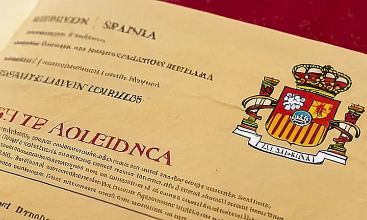 Una hoja de papel con el escudo de España y varios requisitos de residencia para obtener la nacionalidad española