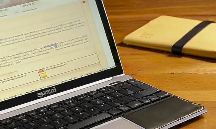 Una pantalla de computadora está encima de un escritorio desordenado con un portal gubernamental español
