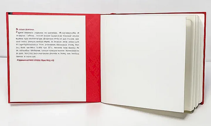 La portada es de papel con textura lisa brillante, con título en rojo oscuro, reglas horizontales y columnas verticales y rectángulo negro alrededor