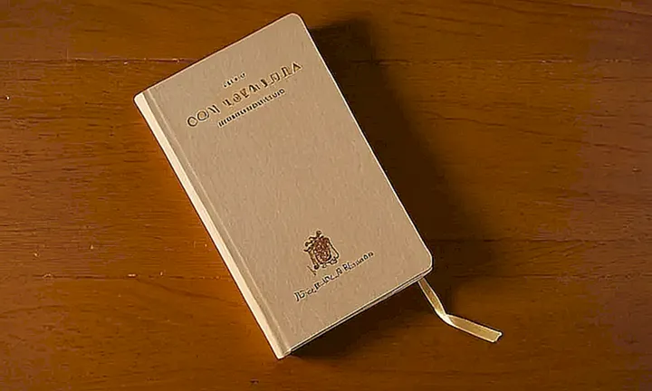 Un libro rayado, pesando unos 80 gramos, reposa sobre una mesa con papeles dispersos