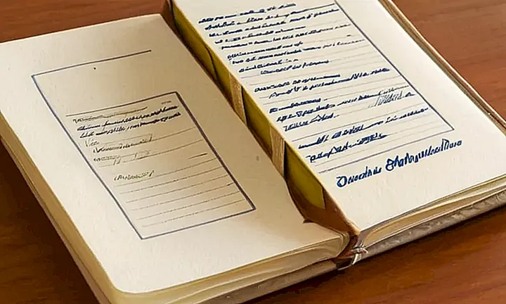 Una ilustración muestra un libro y documentos oficiales en una habitación bien iluminada con muestras de uso y desgaste