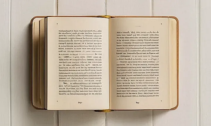 En una mesa de madera simple reposa un libro desgastado con texto en letras oscuras que dice CÓMO COMPRAR CIUDADANÍA ESPAÑOLA al lado de imágenes y párrafos apretados con texturas naturales