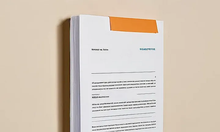 Una página de formulario desgastada por el uso se asoma sobre una escritorio gris claro