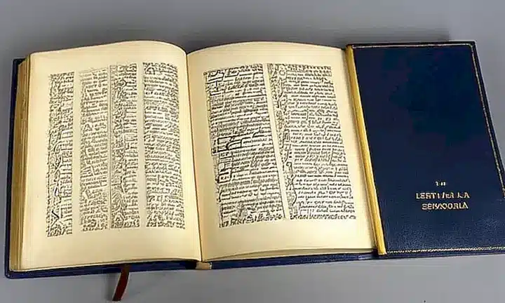 El libro es un clásico volumen de una ley española con portada de cuero desgastado y letras doradas