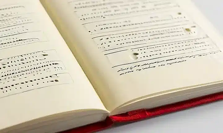 El libro tiene una tapa blanca con letras doradas y un título en cursiva en la portada, su interior está claro y dividido en secciones de tratados internacionales