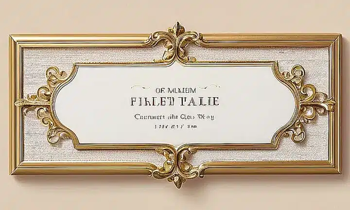 Un papel crecido con un banner dorado y datos en cuadros grises frente a una textura de madera